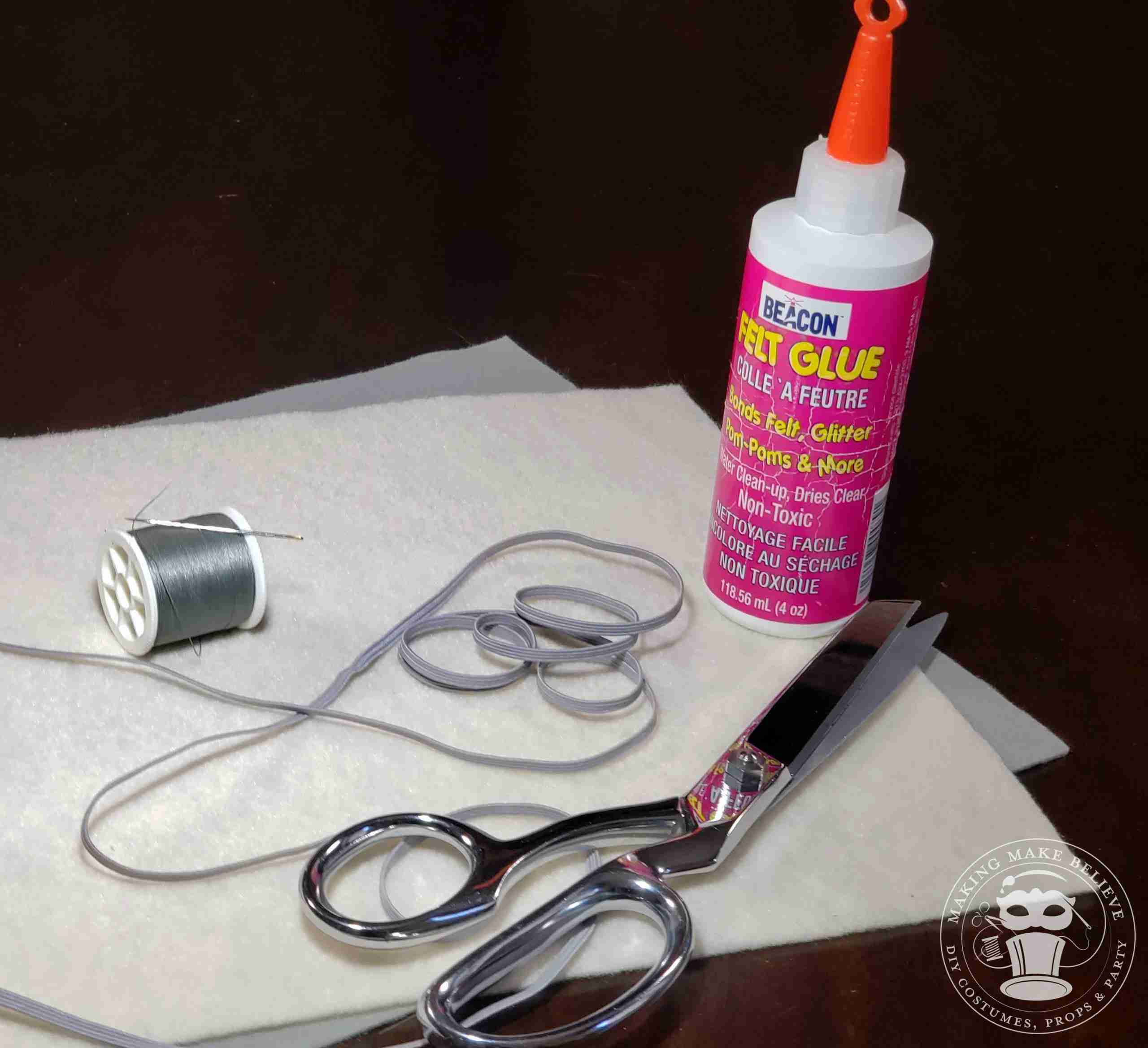Supplies and tools for Whimsical Last Minute Costume Beard