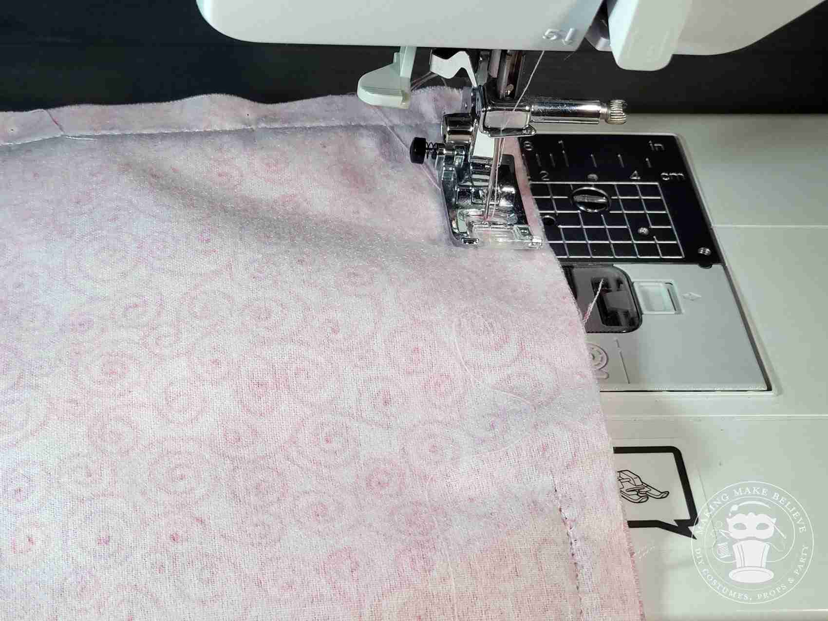 For pillow, stitch front and back fabrics together